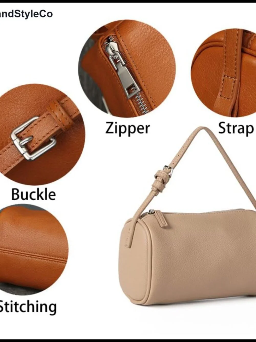 Molodo PU Leather Cylinder Crossbody Bag Women Versatile Handheld Adjustable